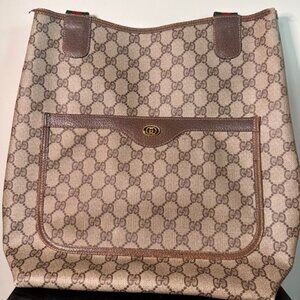 Gucci Tote Bag Vintage Sherry Line Brown Authentic
